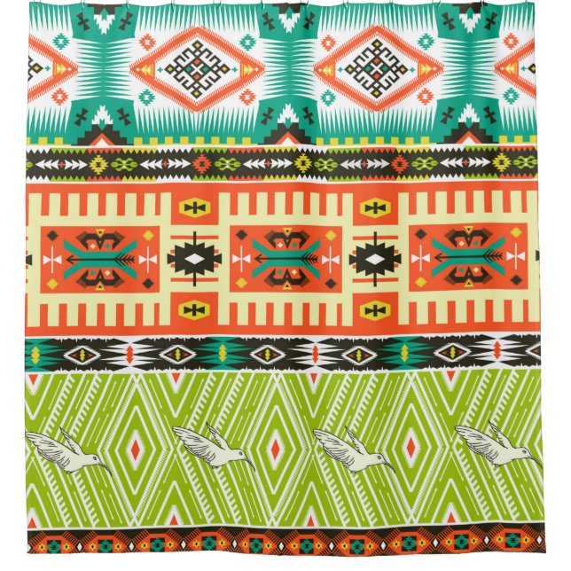 Seamless tribal pattern with geometric elements an shower curtain (Front)