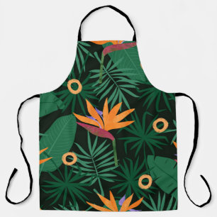 Seamless tropic pattern with strelitzia flowers an apron