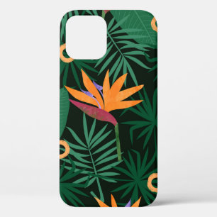Seamless tropic pattern with strelitzia flowers an iPhone 12 case