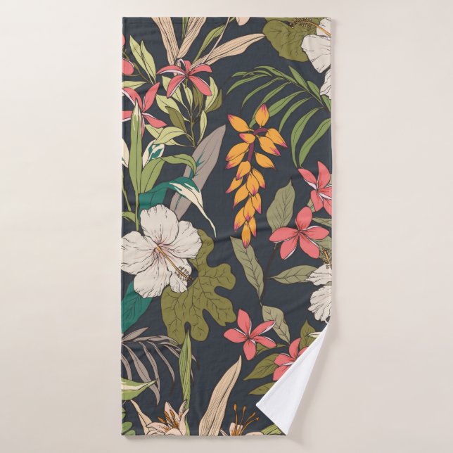 Seamless tropical flower pattern background bath towel (Bath Towel)