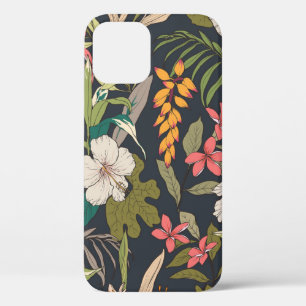 Seamless tropical flower pattern background iPhone 12 case