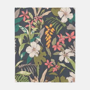 Seamless tropical flower pattern background fleece blanket