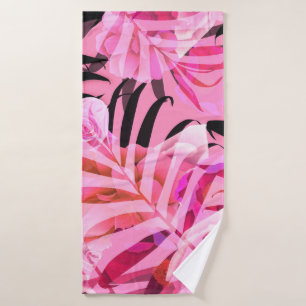 Seamless tropical flower, plant and leaf pattern b bath towel