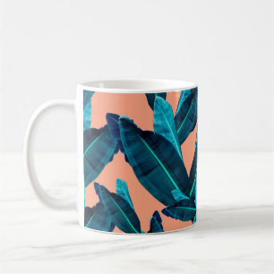 Seamless tropical flower, plant and leaf pattern b coffee mug