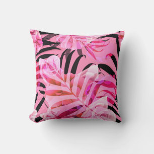 Seamless tropical flower, plant and leaf pattern b cushion
