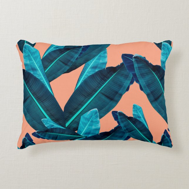 Seamless tropical flower, plant and leaf pattern b decorative cushion (Front)