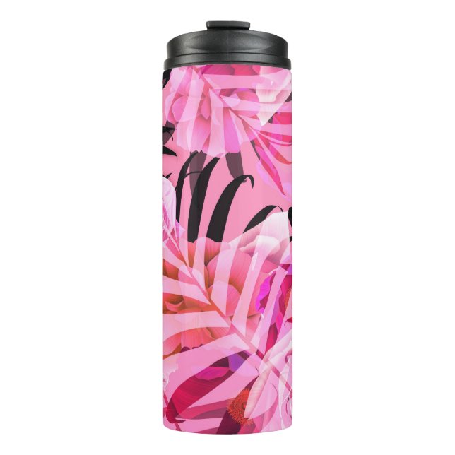 Seamless tropical flower, plant and leaf pattern b thermal tumbler (Front)