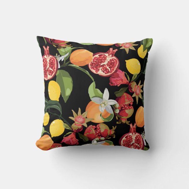 Seamless Tropical Fruits Pattern. Exotic Backgroun Cushion (Front)