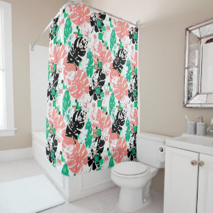Seamless tropical jungle abstract modern leaves pa shower curtain