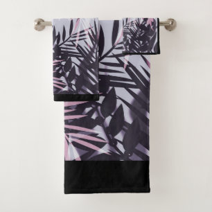 Seamless tropical jungle exotic palm leaves patter bath towel set