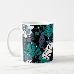 Seamless tropical jungle leaves monstera palm abst coffee mug