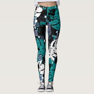 Seamless tropical jungle leaves monstera palm abst leggings