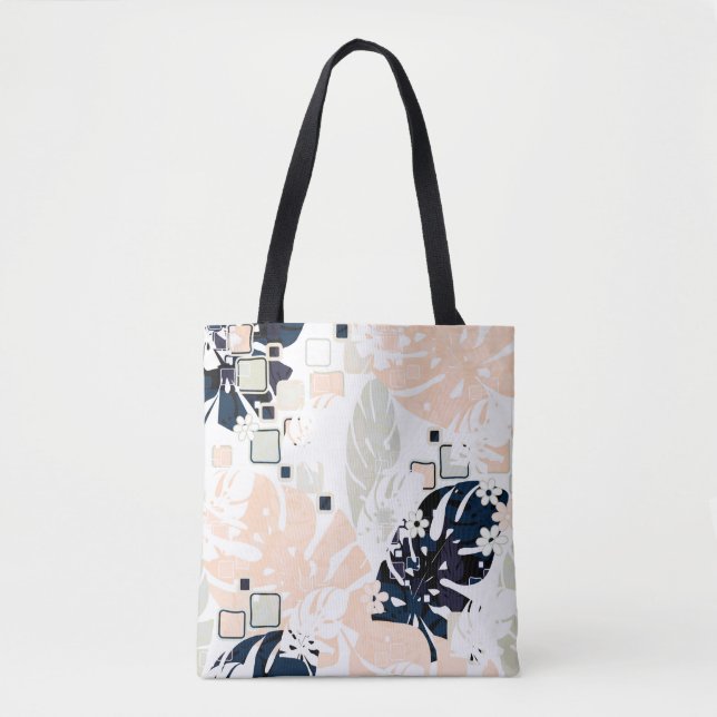 Seamless tropical jungle leaves monstera palm abst tote bag (Front)
