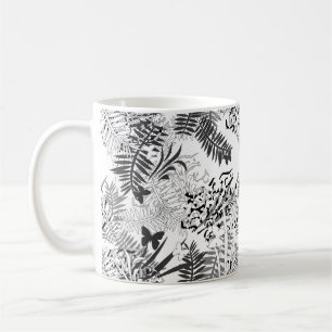 Seamless tropical jungle palm tropic leaves butter coffee mug
