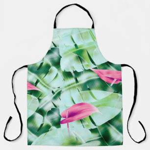 Seamless tropical leaves pattern background, retro apron
