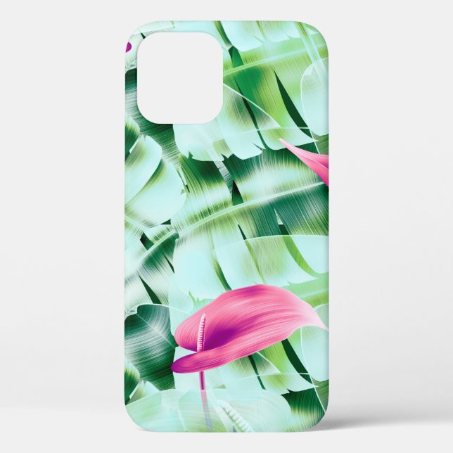 Seamless tropical leaves pattern background, retro Case-Mate iPhone case (Back)