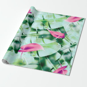Seamless tropical leaves pattern background, retro wrapping paper