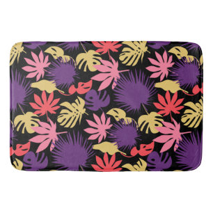 Seamless tropical leaves pattern bath mat