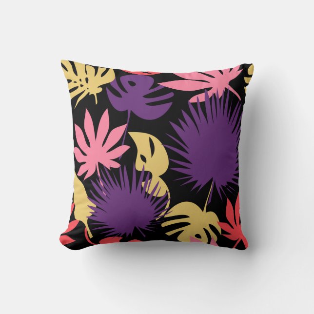 Seamless tropical leaves pattern cushion (Front)