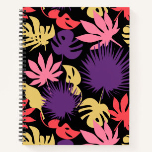 Seamless tropical leaves pattern notebook