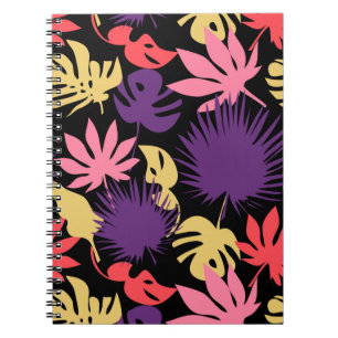 Seamless tropical leaves pattern notebook