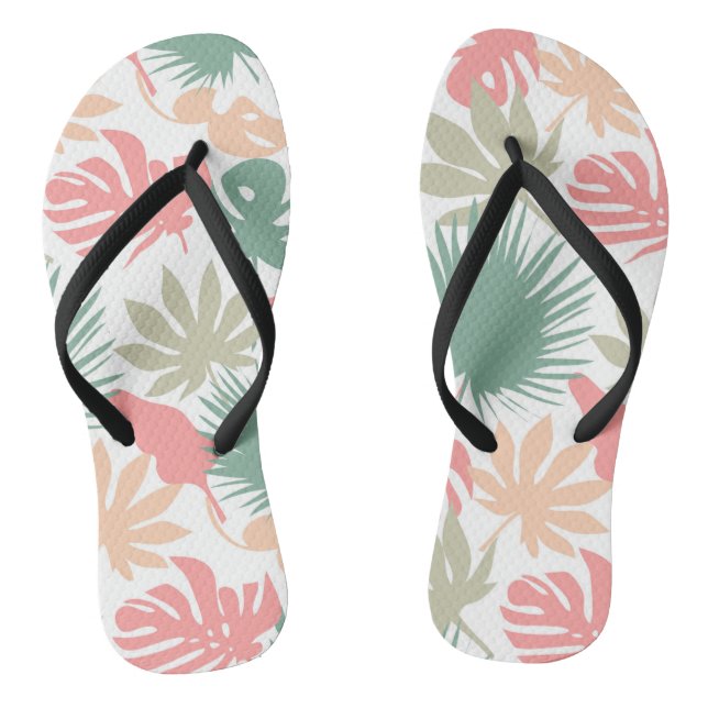 Seamless tropical leaves pattern thongs (Footbed)