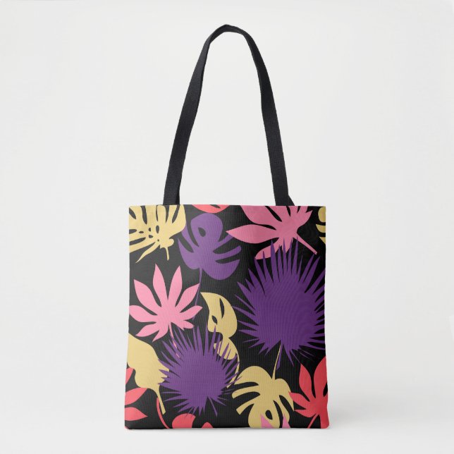 Seamless tropical leaves pattern tote bag (Front)