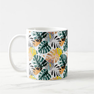 Seamless tropical pattern. Green leaves of a palm Coffee Mug