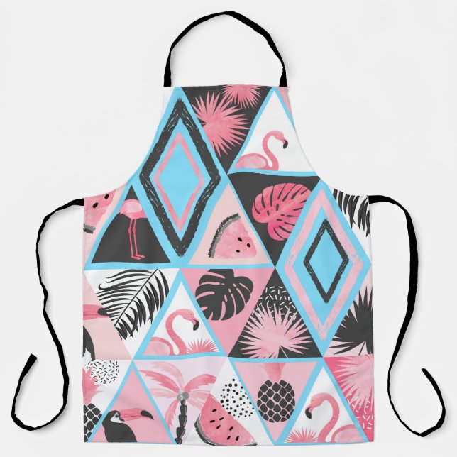 Seamless tropical pattern in patchwork style. Vint Apron (Front)