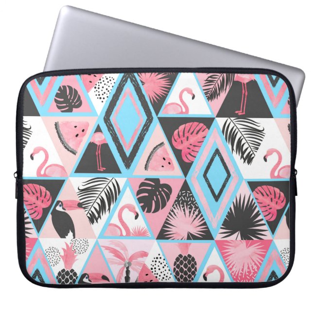 Seamless tropical pattern in patchwork style. Vint Laptop Sleeve (Front)