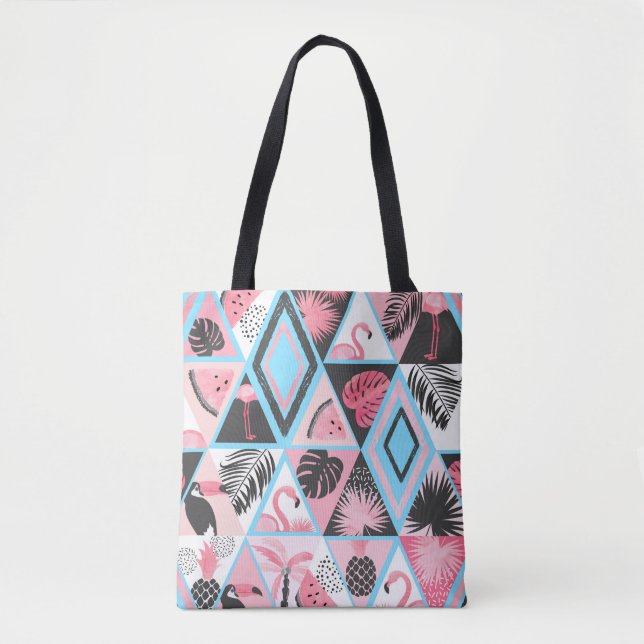 Seamless tropical pattern in patchwork style. Vint Tote Bag (Front)