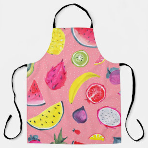 Seamless Tropical pattern of exotic fruit. Hand dr Apron