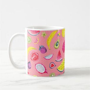 Seamless Tropical pattern of exotic fruit. Hand dr Coffee Mug