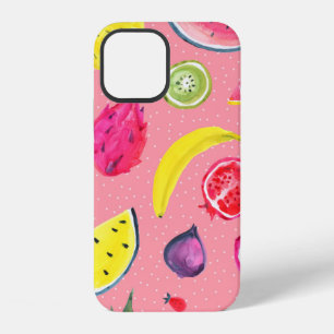 Seamless Tropical pattern of exotic fruit. Hand dr iPhone 12 Case