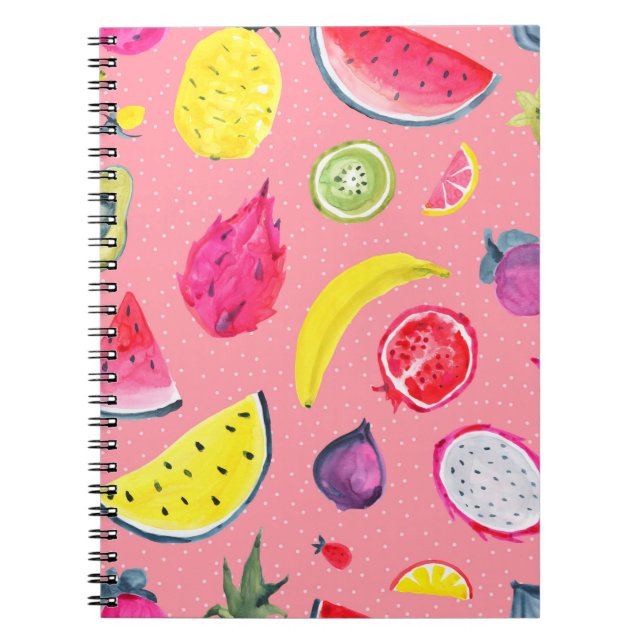 Seamless Tropical pattern of exotic fruit. Hand dr Notebook (Front)