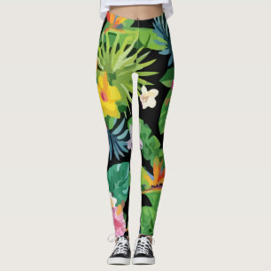 Seamless Tropical Pattern Pineapples Palm Leggings