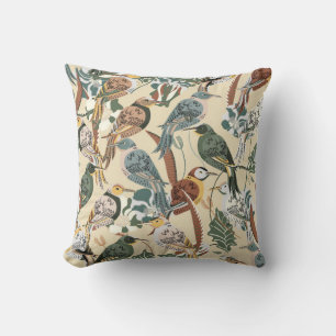 Seamless tropical pattern. Print with exotic birds Cushion