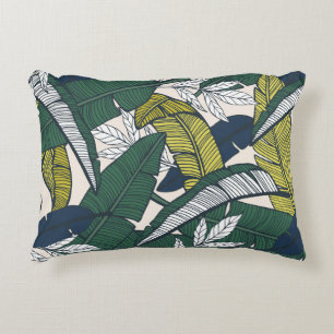 Seamless tropical pattern with banana leaves. Hand Decorative Cushion