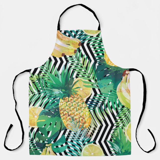 Seamless tropical pattern with bananas lemons palm apron (Front)