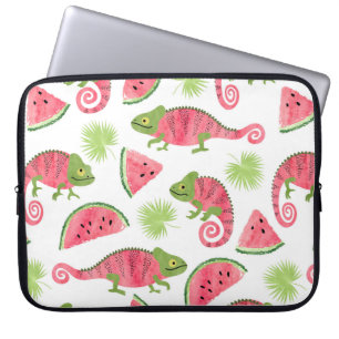 Seamless tropical pattern with cute watercolor cha laptop sleeve
