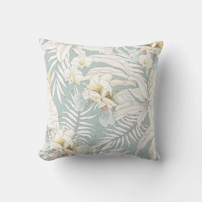 Seamless tropical pattern with flowers Orchid,  Fl Cushion (Front)