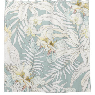 Seamless tropical pattern with flowers Orchid,  Fl Shower Curtain