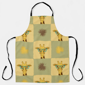 Seamless tropical pattern with giraffe and palm le apron