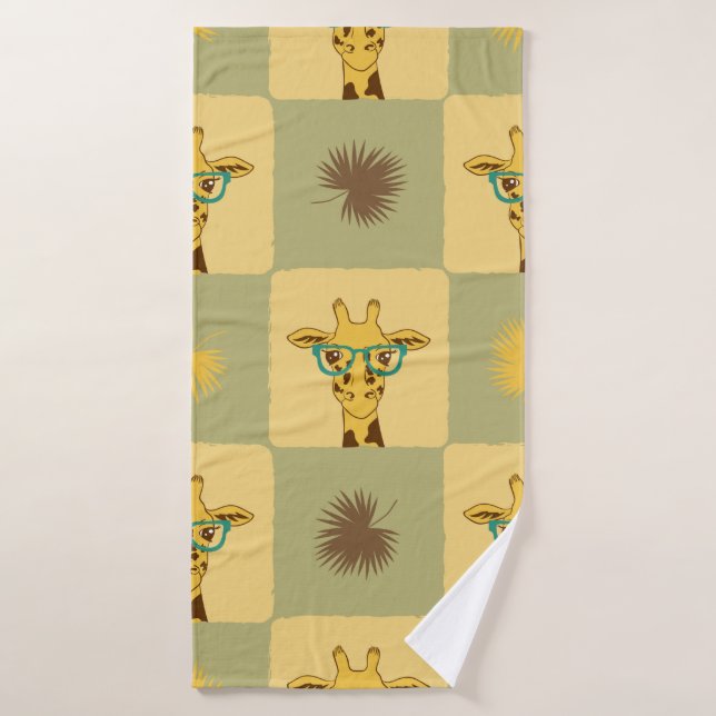 Seamless tropical pattern with giraffe and palm le bath towel (Bath Towel)