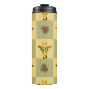 Seamless tropical pattern with giraffe and palm le thermal tumbler