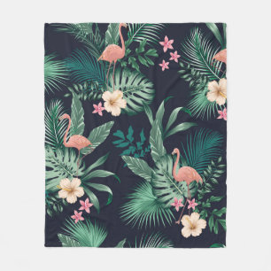 seamless tropical pattern with lush foliage, flow fleece blanket
