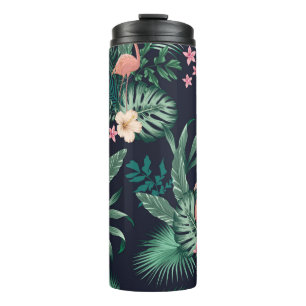  seamless tropical pattern with lush foliage, flow thermal tumbler