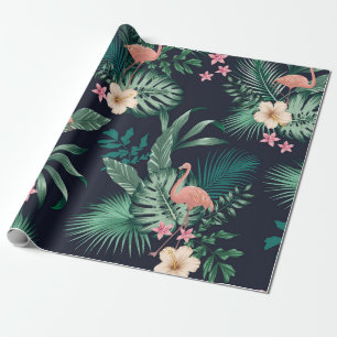  seamless tropical pattern with lush foliage, flow wrapping paper