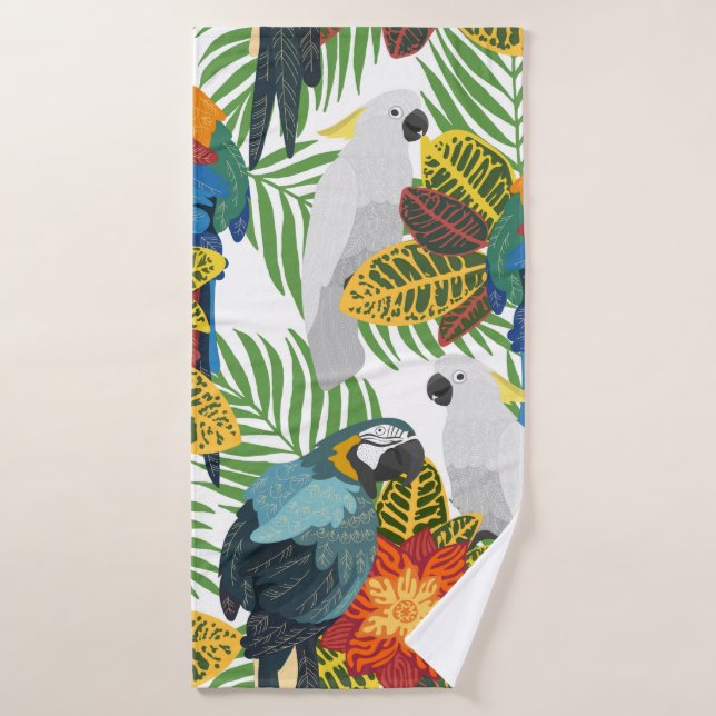 Seamless tropical pattern with parrots.  bath towel (Bath Towel)