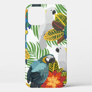 Seamless tropical pattern with parrots. iPhone 12 case
